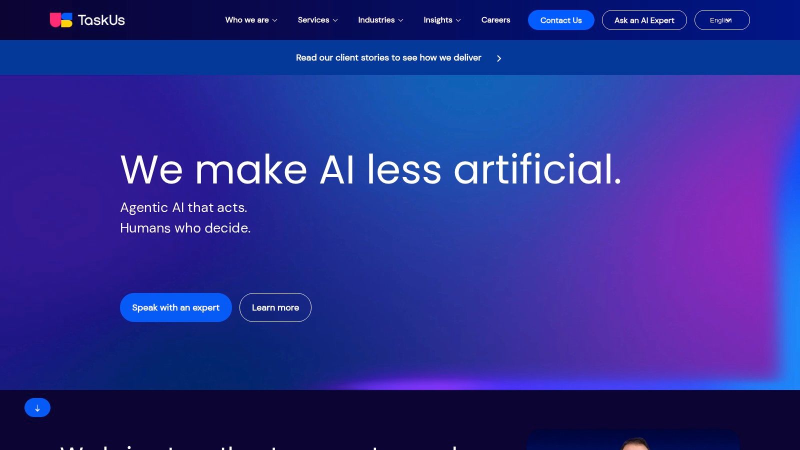TaskUs AI services for call center outsourcing companies