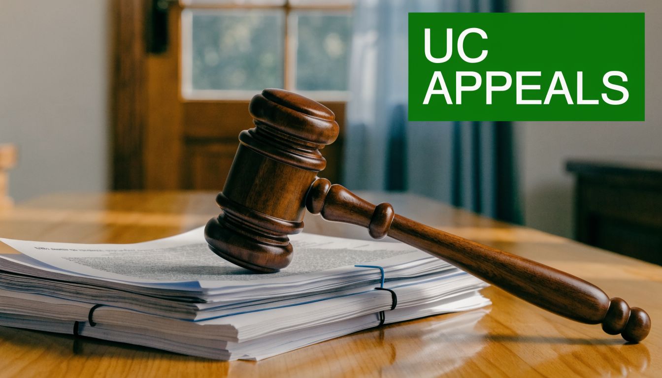 A wooden judge gavel rests on a stack of legal documents on a wooden table.